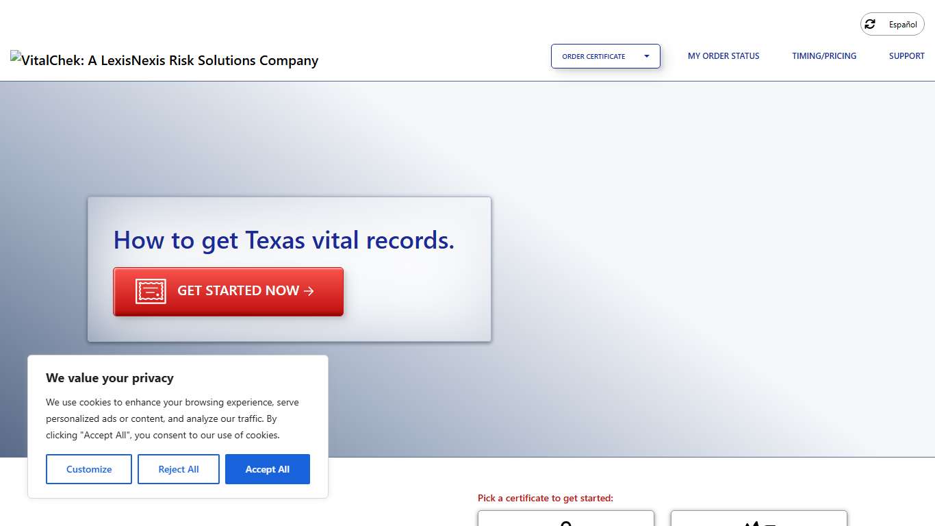 Texas (TX) Vital Records | State Certificates - VitalChek