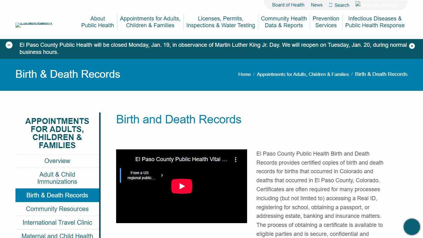 Birth & Death Records - El Paso County Public Health