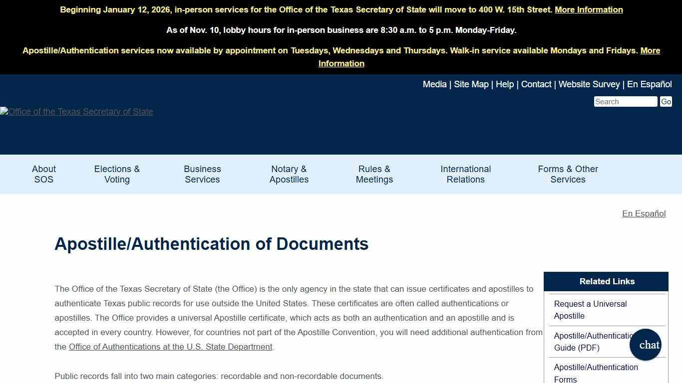 Apostille/Authentication of Documents