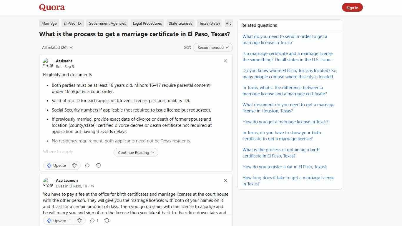 What is the process to get a marriage certificate in El Paso, Texas? - Quora
