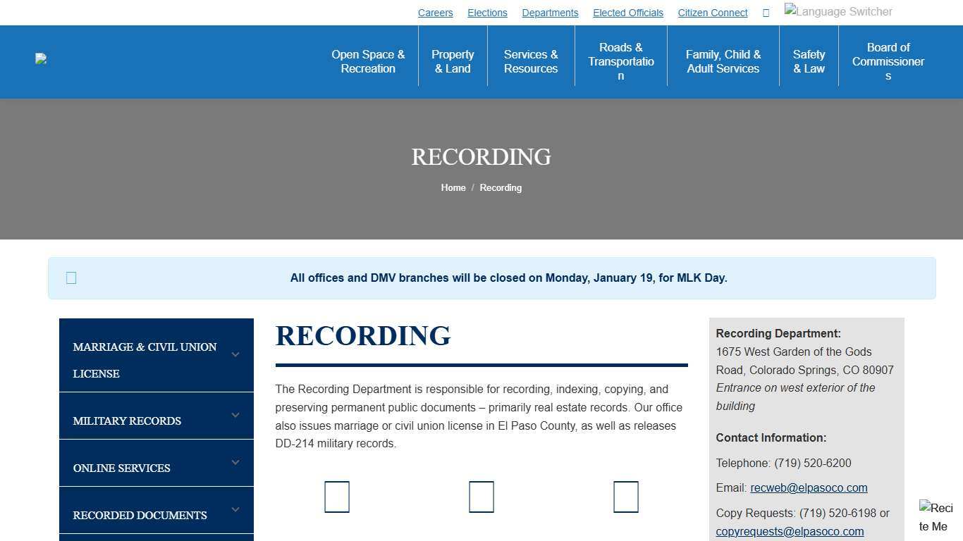 Recording - El Paso County Clerk and Recorder